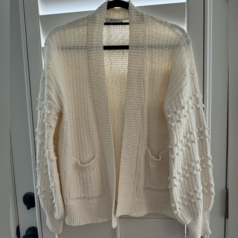Madewell Cream Chunky Knit Open Cardigan